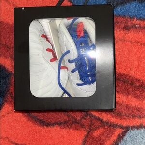 Nike Kids White and Blue Sneakers with Red Accents